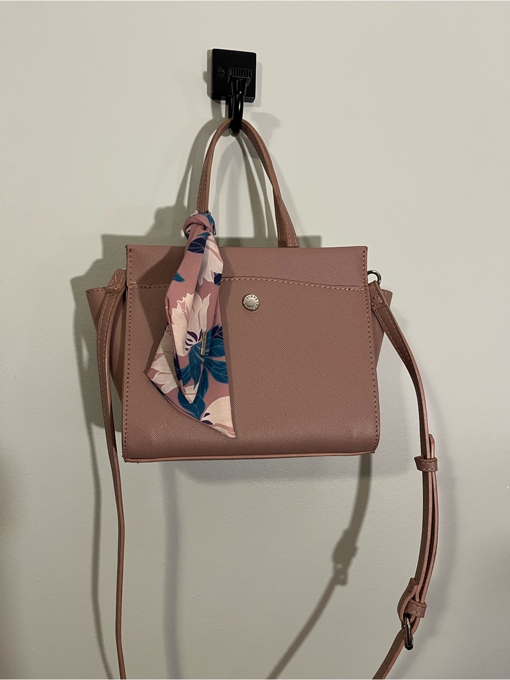 STEVE MADDEN Mauve Pink Structured Tote with Scarf Accent
